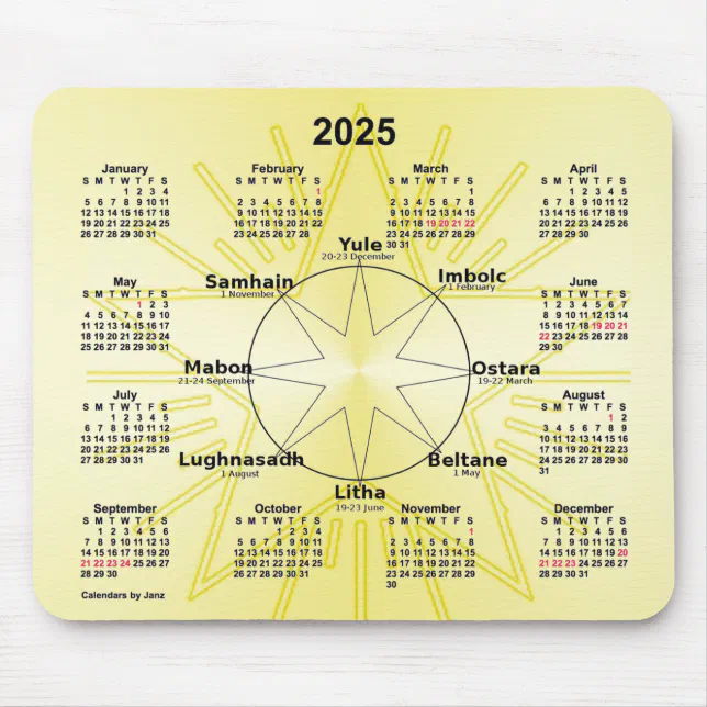 2025 Celtic Wheel of the Year Calendar by Janz Mouse Pad Zazzle