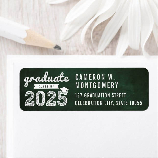 2025 Chalkboard Sketch Modern Graduation Address Label (Insitu)