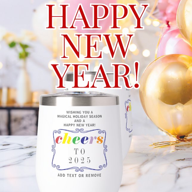 2025 Cheers Modern Retro Holiday Happy New Year Thermal Wine Tumbler (2025 Cheers Modern Retro Holiday Happy New Year Thermal Wine Tumbler Weddings Bachelorette Party)