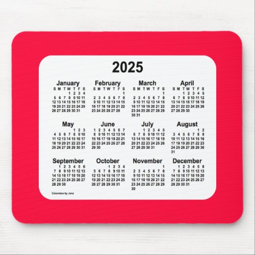 2025 Cherry Red Calendar by Janz Mouse Pad