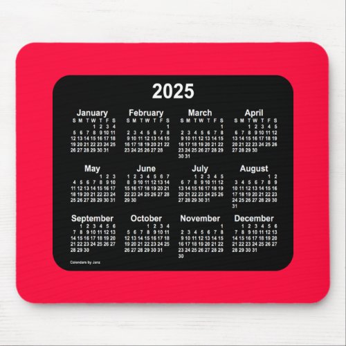 2025 Cherry Red Neon Calendar by Janz Mouse Pad
