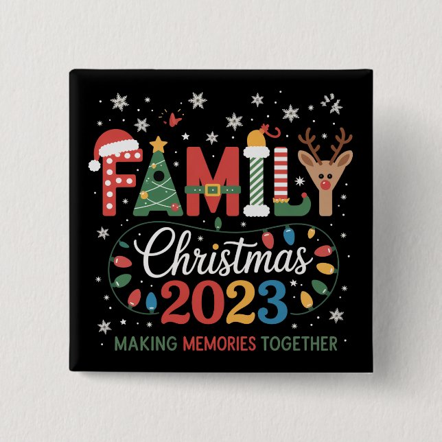 2025 Christmas Crew We Are Family Festive Party Button (Front)