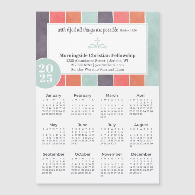 2025 Church Promo Multicolor Stripes Calendar (Front)