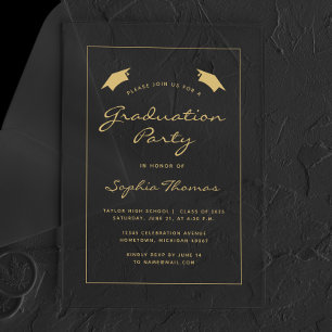 2025 Classic Gold Border Graduation Party Acrylic Invitations