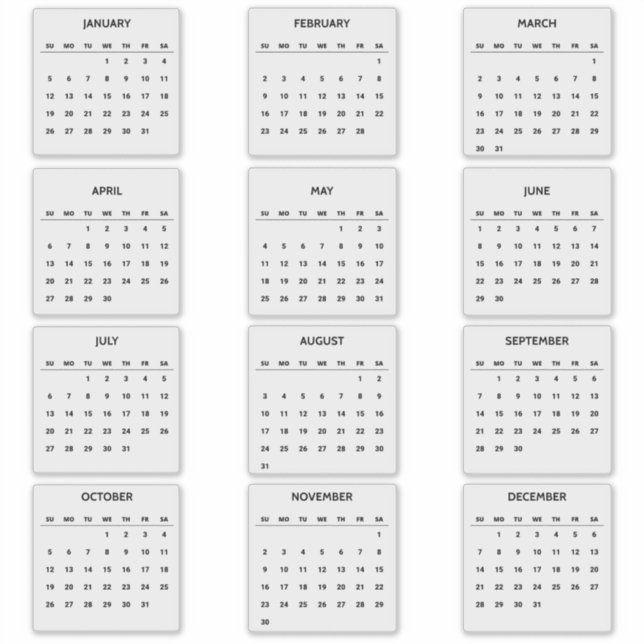 2025 Clear Monthly Calendar Transparent Planner Sticker (Front)