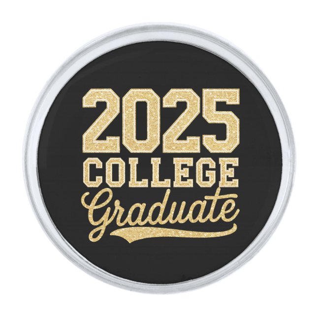 2025 College Graduate Graduation Senior School Silver Finish Lapel Pin (Front)
