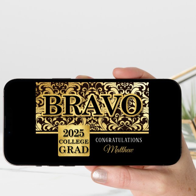 2025 College Graduation Faux Gold Foil with Name Card (Front Digital)