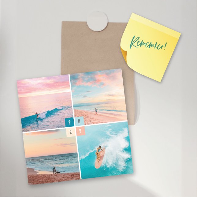 2025 Color Blocks New Year 4 Photo Magnetic Card (2025 Minimalist Color Blocks New Year 4 Photo Magnetic Card @ fat_fa_tin)