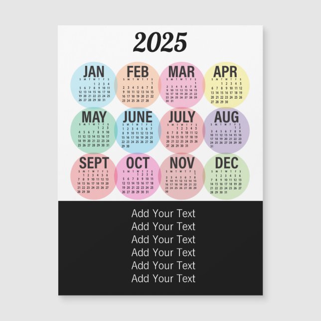 2025 - Colorful Monthly Calendar (Front)