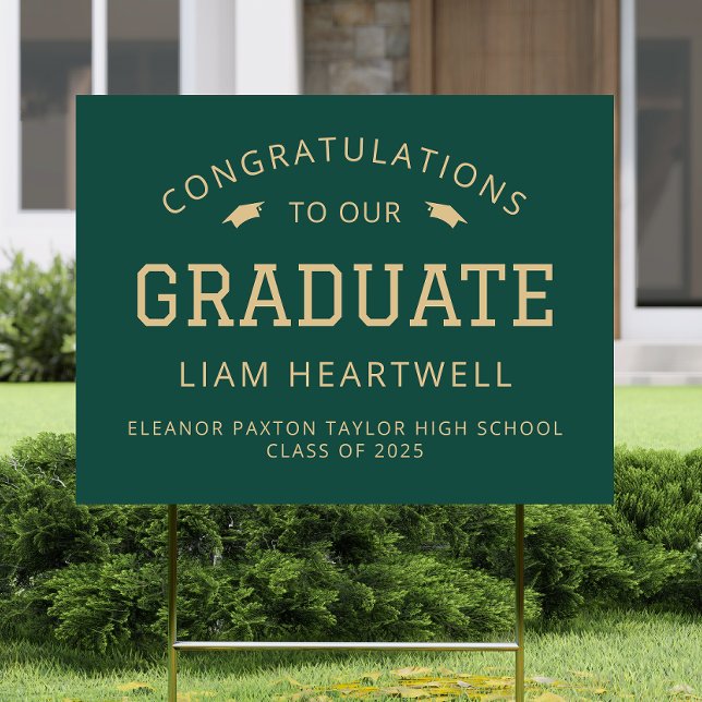 2025 Congratulations Graduate Green Gold Yard Sign (Creator Uploaded)