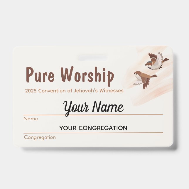 2025 Convention Pure Worship | JW Name  Badge (Front)
