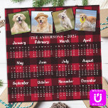 2025 Custom Pet Photo Collage Red Plaid Calendar<br><div class="desc">2025 Photo Calendar Magnet Cards - Send New Year Greetings or include in your Christmas gifts, these 5x7 photo calendar cards are perfect as Christmas and New Year cards to family and friends. Perfect to highlight or circle special family dates, anniversaries, birthdays, and reunions. Personalize these full year photo calendar...</div>
