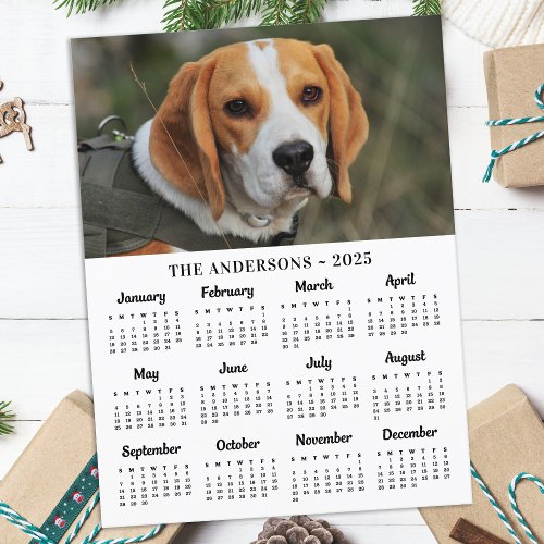 2025 Custom Photo Pet Puppy Dog New Year Calendar  Holiday Postcard