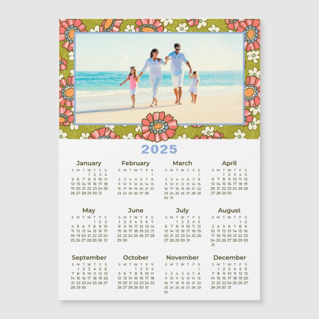 2025 Custom Photo Retro Floral Calendar (Front)