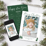 2025 Cute Minimalist Christmas Photo Calendar Holiday Card<br><div class="desc">🌟This is for 2025🌟 Cute, Modern yet Rustic Christmas Holiday Photo Cards featuring adorable little forests of rustic Christmas trees and Merry Christmas in modern typography on a soft modern pastel color palette of forest and sage green. We've put a 2025 calendar on the back for a card that lasts...</div>