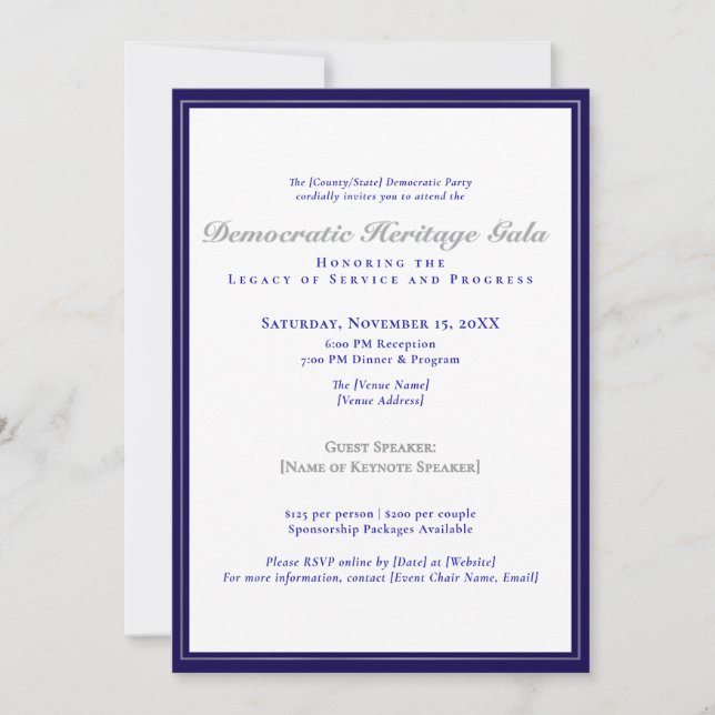 2025 Democratic Party Heritage Gala Fundraising Invitation (Front)