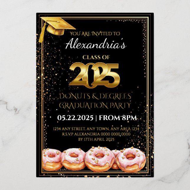 2025  Donuts and Degrees Graduation Invitation Foil Invitation (Front)