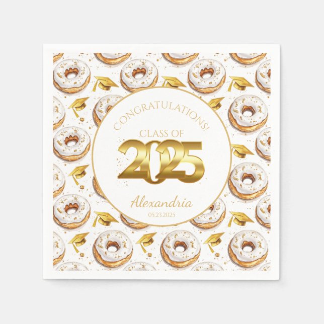 2025 Donuts and Degrees Graduation Paper Napkins (Front)
