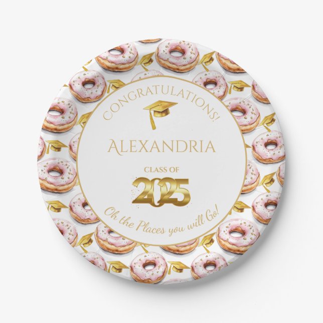 2025 Donuts and Degrees Graduation Paper Plate (Front)