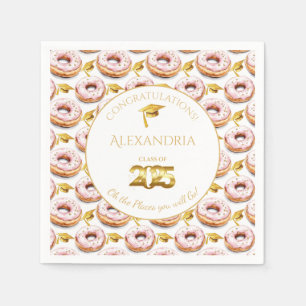 2025 Donuts and Degrees Graduation Paper Plate Napkins