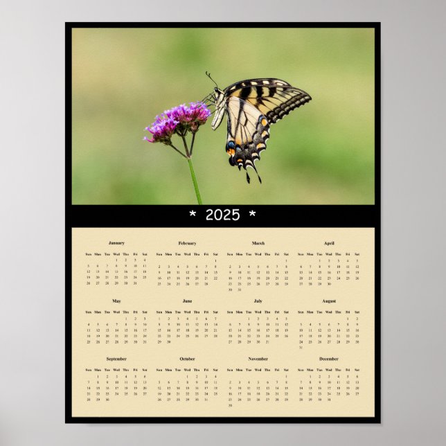 2025 Eastern Tiger Swallowtail Butterfly Calendar Poster (Front)