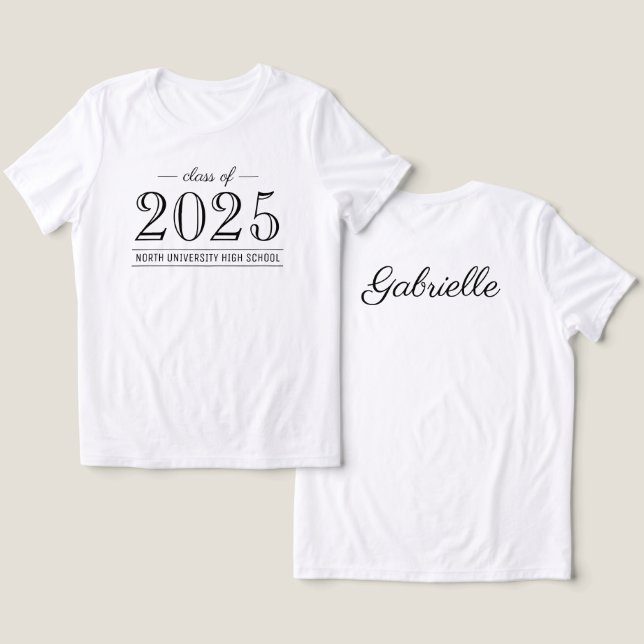 2025 Elegant Black and White Custom Graduation Tri-Blend Shirt (Design Front & Back)