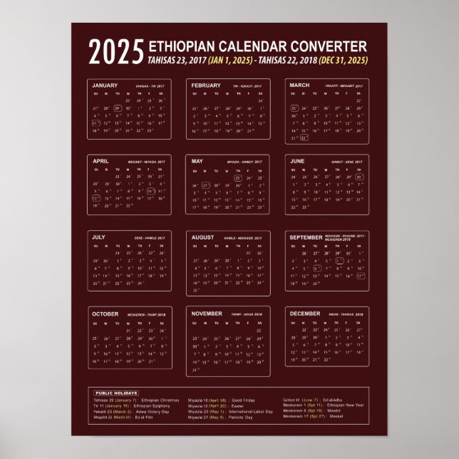 2025 Ethiopian Calendar Converter Poster (Front)