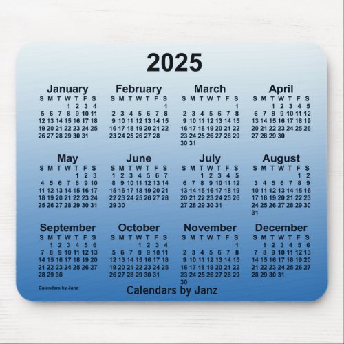 2025 Faded Blue Calendar by Janz Mouse Pad