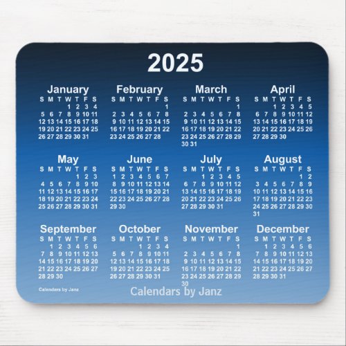 2025 Faded Blue Neon Calendar by Janz Mouse Pad