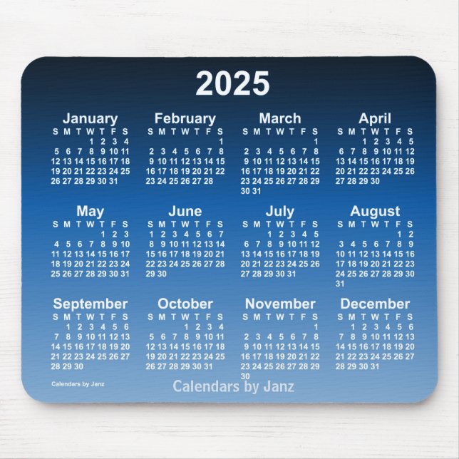 2025 Faded Blue Neon Calendar by Janz Mouse Pad (Front)