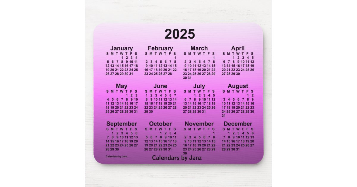 2025 Faded Hot Pink Calendar by Janz Mouse Pad Zazzle