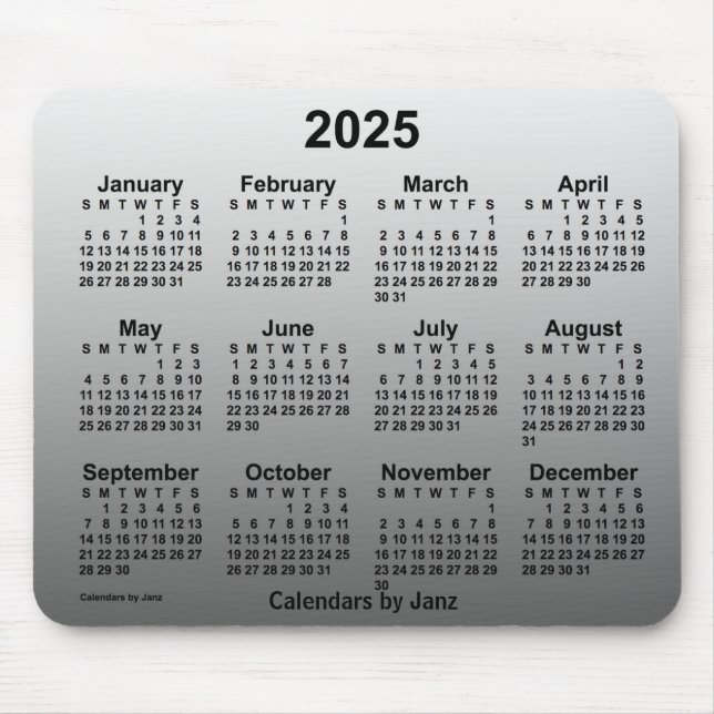2025 Faded White Calendar by Janz Mouse Pad (Front)