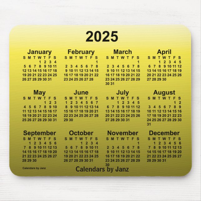 2025 Faded Yellow Calendar by Janz Mouse Pad (Front)