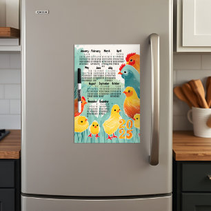 2025 Farmhouse Chickens Calendar Whimsical Pastel Dry Erase Board