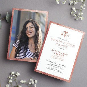 2025 faux rose gold RN nurse graduation party Invitation