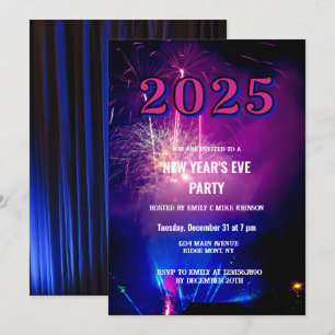 2025 Fireworks Celebration for New Year Eve Party  Invitation