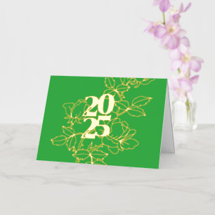 2025 Floral Design Green Folded Foil Card