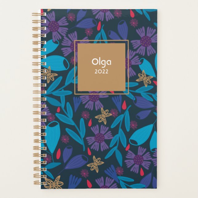 2025 floral modern blue custom planner (Front)