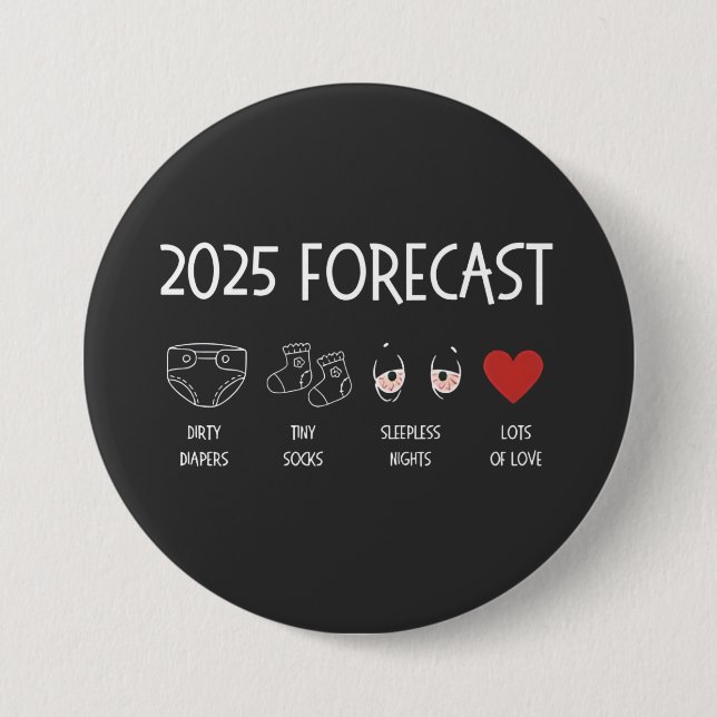 2025 Forecast Mom To Be New Year  Button (Front)