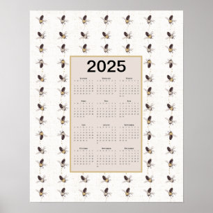 2025 Full Year Bees Calendar Poster