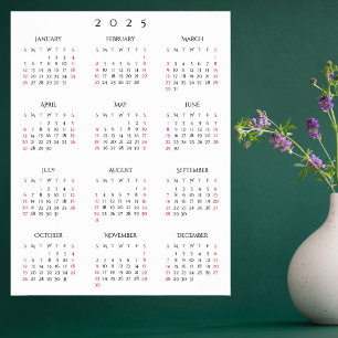 2025 Full Year Home Office Yearly Wall Calendar Poster