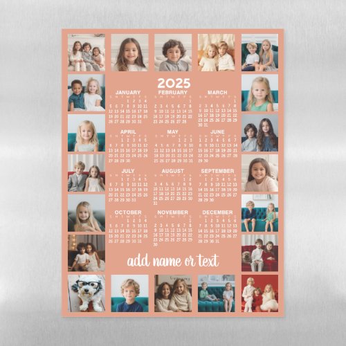 2025 Full Year View Calendar with 20 photos Magnet Magnetic Dry Erase Sheet