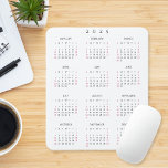 2025 Full Year Yearly Calendar Elegant Home Office Mouse Pad<br><div class="desc">Custom,  elegant script typography,  simple plain black and white,  yearly 2025 full year calendar,  dust and stain resistant mousepad with non-slip back,  for home and office. Makes a great custom gift for friends,  family,  peers,  co-workers,  for holidays,  christmas,  new years.</div>