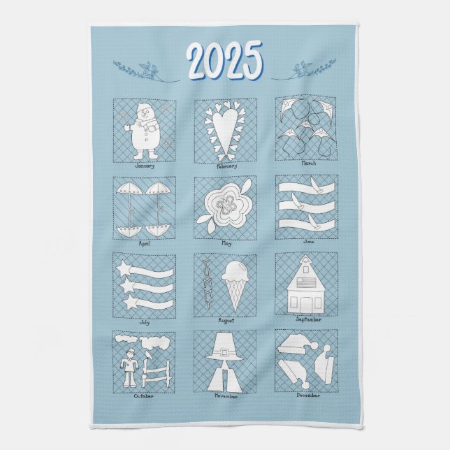2025 Fun Calendar Kitchen Towel (Vertical)