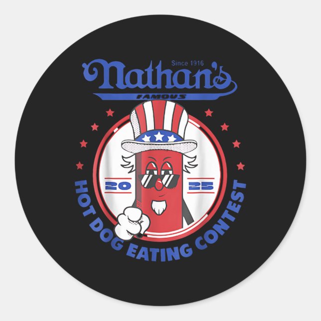 2025 Funny Nathans Famous 2025 Hot Dog Eating Cont Classic Round Sticker (Front)