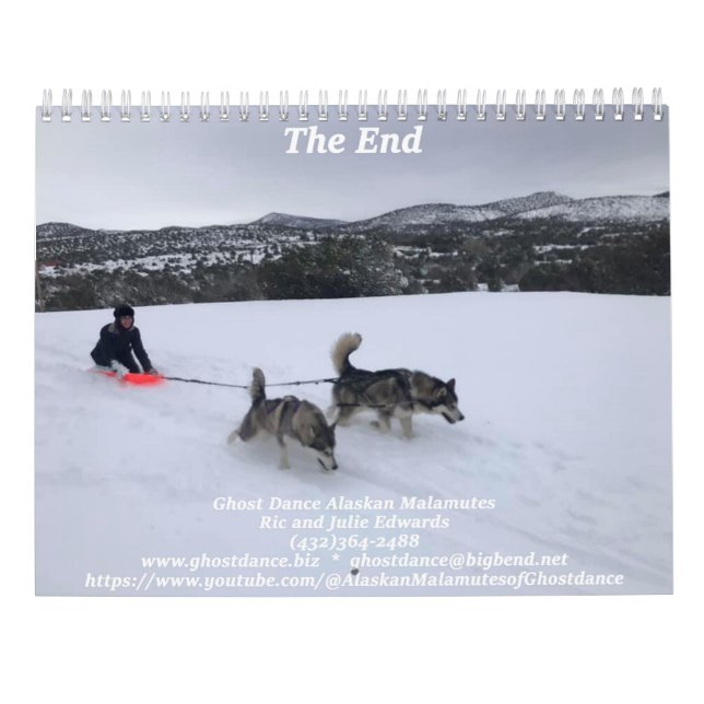 2025 Ghost Dance Alaskan Malamutes Calendar (Back)