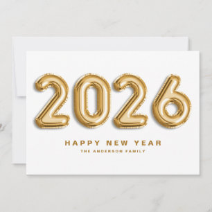2025 Gold Foil Mylar Balloons Happy New Year Holiday Card