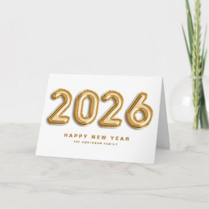 2025 Gold Foil Mylar Balloons Happy New Year Holiday Card