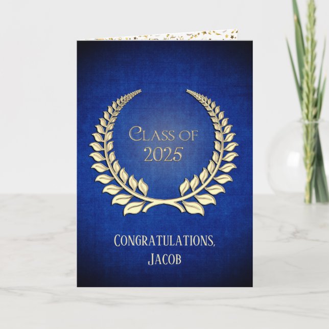 2025 Gold Graduation Laurel Wreath   Card (Front)