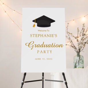 2025 Gold Script Graduation Party Welcome Sign